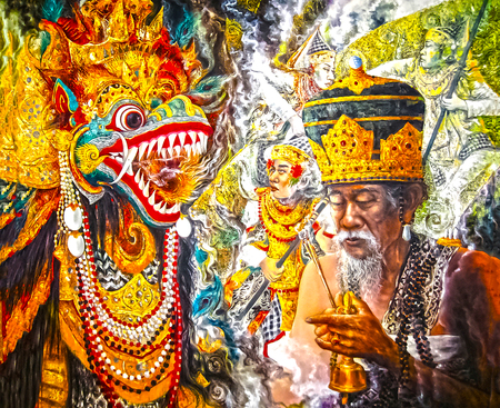 Bali, Indonesia - April 11, 2012: View of painting, a work of art at Tanah Merah Art Resortのeditorial素材