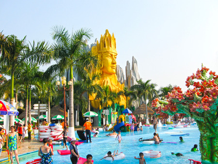 Ho Chi Minh City, Vietnam - February 10, 2011: people enjoy the vacation at a aquapark Dam Senのeditorial素材