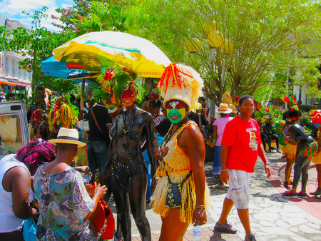 Point-a-Pitre, Guadeloupe - February 09, 2013: Beautiful black girls at the Caribbean Carnivalのeditorial素材