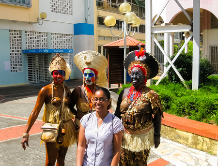 Point-a-Pitre, Guadeloupe - February 09, 2013: Beautiful black girls at the Caribbean Carnivalのeditorial素材