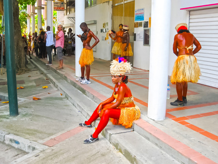 Point-a-Pitre, Guadeloupe - February 09, 2013: Beautiful black girl at the Caribbean Carnivalのeditorial素材