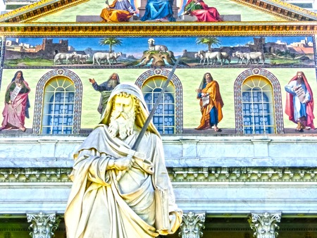 Rome, Italy - September 10, 2015: The outside view of Basil of St. Paul at Rome, Italy