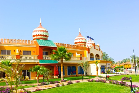 Sharm El Sheikh, Egypt - April 10, 2017: The view of luxury hotel AQUA BLU Sharm 5 stars at day with blue skyのeditorial素材