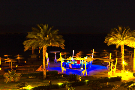 Sharm El Sheikh, Egypt - April 7, 2017: Evening view for luxury hotel at nightのeditorial素材