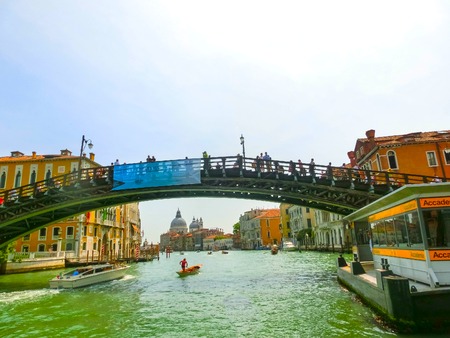 Venice, Italy - May 10, 2014: Beautiful view from Grand canal on colorful facadesのeditorial素材