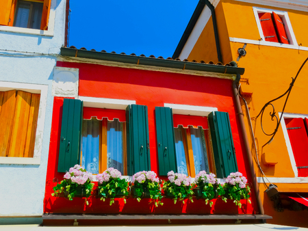 Burano, Venice, Italy - May 10, 2014: Colorful old houses on the Islandのeditorial素材