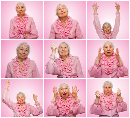 Smiling pensive senior womanの写真素材