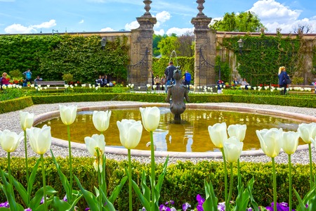 Salzburg, Austria - May 01, 2017: A part of the beautiful Mirabell gardens in Salzburgのeditorial素材