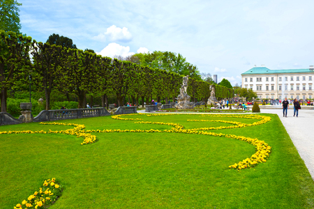 Salzburg, Austria - May 01, 2017: A part of the beautiful Mirabell gardens in Salzburgのeditorial素材
