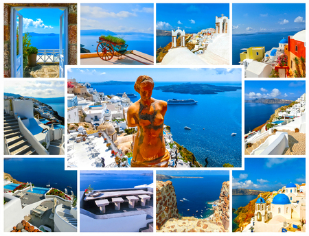 Set of summer photos in Santorini, Greeceの写真素材