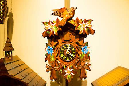 The detail of swiss wooden clockの写真素材