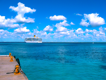 Catalina island, Dominican Republic- February 05, 2013: Costa Luminosa cruise ship, owned and operated by  Crociere, built  Fincantieri Marghera shipyard in 2009.のeditorial素材