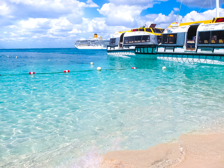 Catalina island, Dominican Republic- February 05, 2013: Costa Luminosa cruise ship, owned and operated by Crociere, built Fincantieri Marghera shipyard in 2009.のeditorial素材
