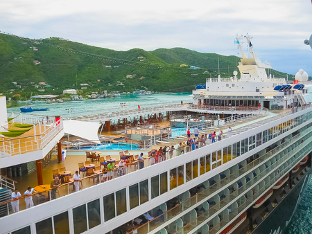 Road Town, Tortola, British Virgin Islands - February 06, 2013: Cruise ship Mein Schiff 1 docked in portのeditorial素材