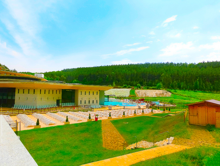 Egerszalok, Hungary - May 05, 2017: The people resting at the Saliris resort.のeditorial素材