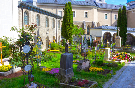 Salzburg, Austria - May 01, 2017: The St. Peters Cemetery at Salzburgのeditorial素材