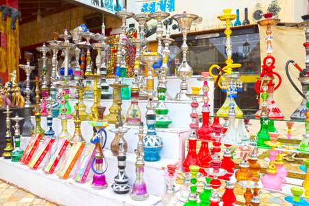 Sharm El Sheikh, Egypt - April 13, 2017: The hookah at the gift shop