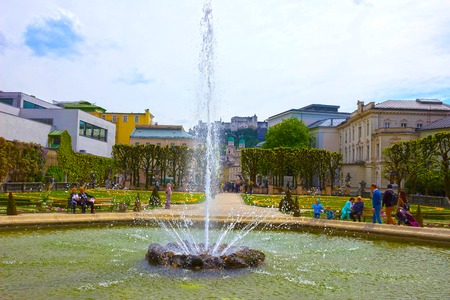 Salzburg, Austria - May 01, 2017: A part of the beautiful Mirabell gardens in Salzburgのeditorial素材