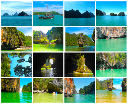 The James Bond island at Phang Nga National Park in Thailandの写真素材