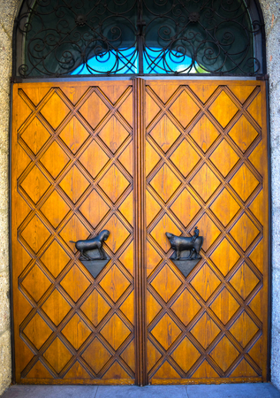 An old entrance door in Salzburg, Austria.の写真素材