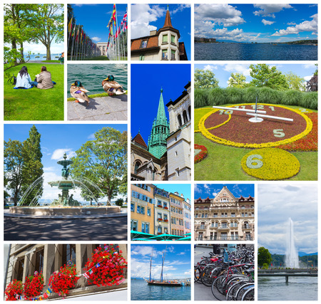 The collage from images of Geneva, Switzerlandの写真素材