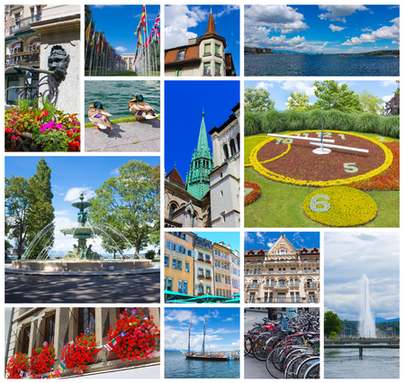 The collage from images of Geneva, Switzerlandの写真素材