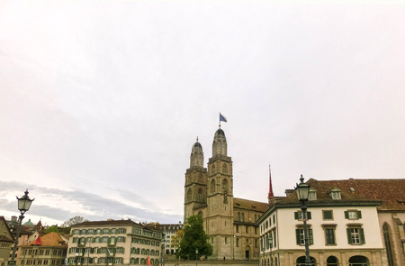 Zurich, Switzerland - May 02, 2017: The city center of Zurich, Switzerland. People on the backgroundのeditorial素材