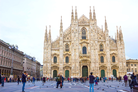 Milan, Italy - May 03, 2017: The people going at Duomo square in Milan.のeditorial素材