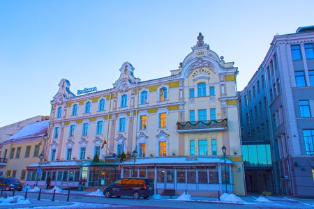 VIlnius, Lithuania - January 05, 2017: The Astorija Hotel in Vilnius, Lithuania. Radisson Blu Hotels Resorts, part of the Rezidor Hotel Group, currently operates more than 230 hotels worldwide.のeditorial素材