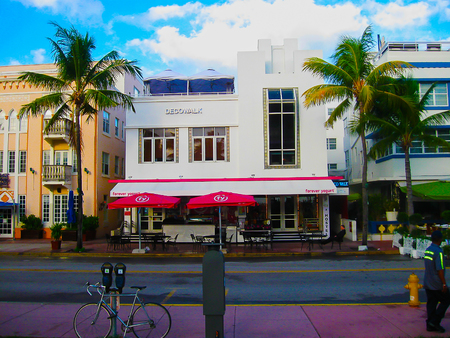 Miami, USA - January 01, 2014: The hotels in the touristic avenue Ocean Drive, Miami Beach, Florida on January 01, 2014のeditorial素材