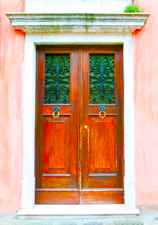 Old door to different concepts: restore, solution ,constructionの写真素材