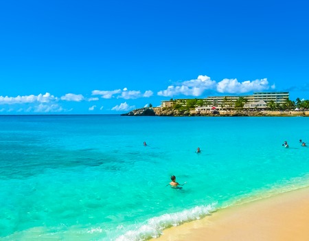 The beach at Maho Bayの写真素材