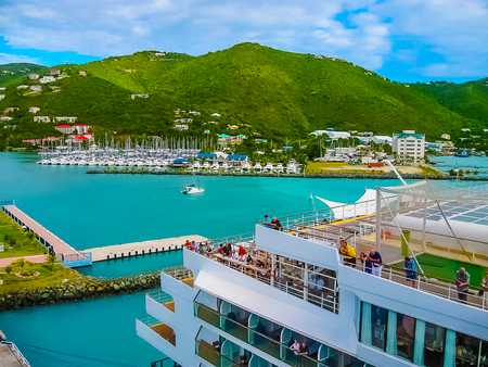Road Town, Tortola, British Virgin Islands - February 06, 2013: Cruise ship Mein Schiff 1 docked in portのeditorial素材