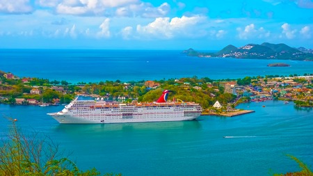 Saint Lucia - May 12, 2016: The Carnival Cruise Ship Fascination at dockのeditorial素材