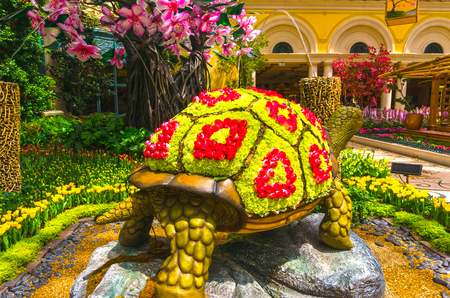 Las Vegas, United States of America - May 05, 2016: The Japanese flowering garden at luxury hotel Bellagioのeditorial素材