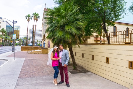 Las Vegas, United States of America - May 07, 2016: Wedding in Las Vegas at small white chapelのeditorial素材