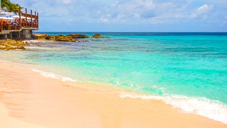 Philipsburg, Sint Maarten, Netherlands - May 14, 2016: The beach at Maho Bayのeditorial素材