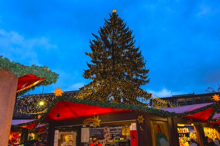 Cologne, Germany - December 15, 2017: Christmas market near the Dom church in Cologne Germany in the evening sunのeditorial素材