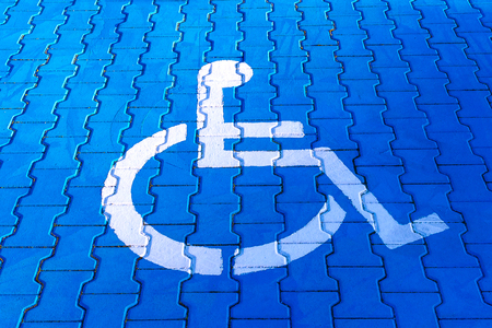 disabled sign, detail of a signal in a parking supportの写真素材