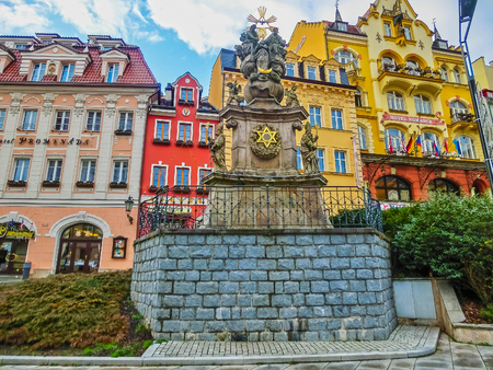 Karlovy Vary, Cszech Republic - January 01, 2018: Pillar of the Holy Trinity, Karlovy Vary - Czech Republicのeditorial素材