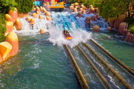 Orlando, Florida, USA - May 10, 2018: Ride Toon Lagoon. Islands of Adventure. Universal.のeditorial素材