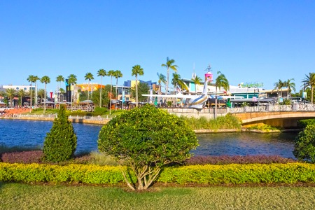 Orlando, USA - May 9, 2018: The Universal City Walk is the mall at the entrance of the Universal...