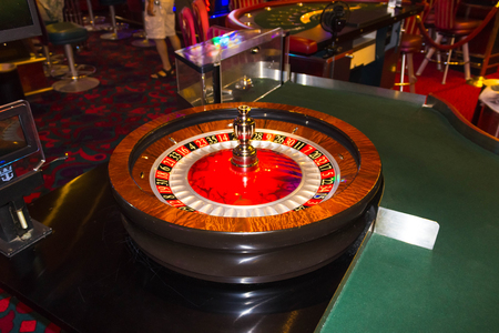 Cape Canaveral, USA - April 30, 2018: Slot machines in the casino on a cruise ship in the Caribbean Seaのeditorial素材