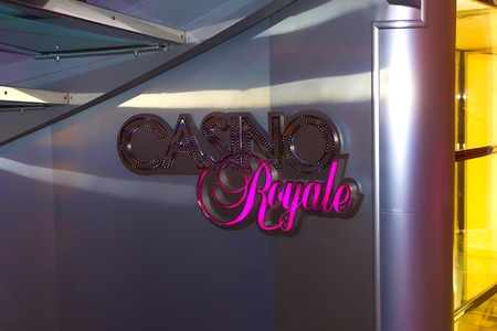 Cape Canaveral, USA - April 30, 2018: The sign casino on a cruise ship in the Caribbean Seaのeditorial素材