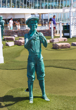 Cape Canaveral, USA - April 30, 2018: The upper deck with .mini golf court at cruise liner or ship Oasis of the Seas by Royal Caribbeanのeditorial素材