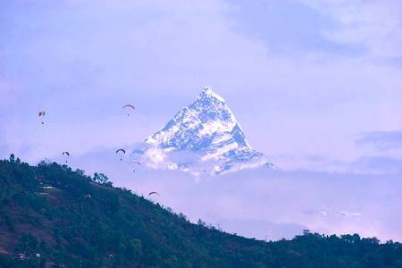 Evening view of Ama Dablam on the way to Everest Base Camp - Nepalの写真素材