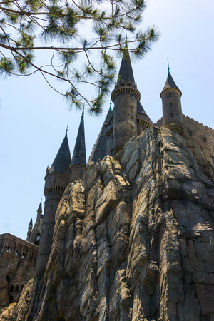 Orlando, Florida, USA - May 09, 2018: The Hogwarts Castle at The Wizarding World Of Harry Potter in Adventure Island of Universal Studios Orlando.のeditorial素材