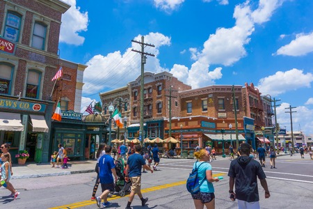 Orlando, Florida, USA - May 10, 2018: The people going at Universal Studios Orlando. Universal Studios Orlando is a theme park resort in Orlando, Florida.のeditorial素材