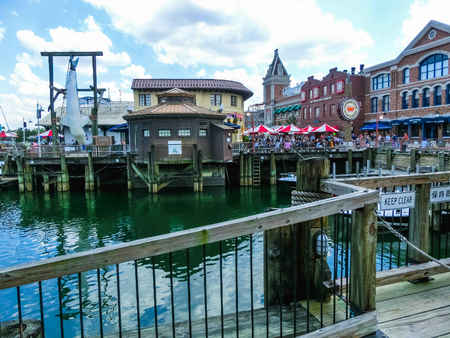 Orlando, Florida, USA - May 10, 2018: the jaws of a shark at Universal Studios Orlando. Universal Studios Orlando is a theme park resort in Orlando, Florida.のeditorial素材
