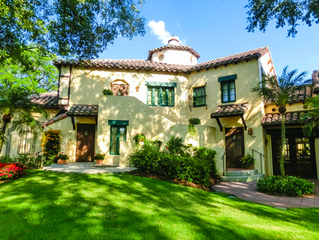 Orlando, Florida, USA - May 10, 2018: The italian manor house at Universal Studios Orlando. Universal Studios Orlando is a theme park resort in Orlando, Florida.のeditorial素材